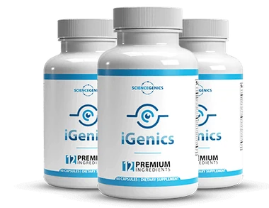 iGenics three bottle package at $49 per bottle with two free gifts